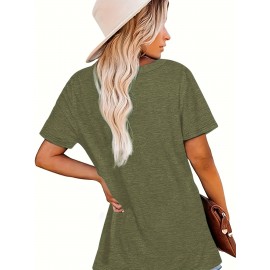 Cute Giraffe Print Crew Neck T-Shirt for Women - Casual Short Sleeve Tee for Spring & Summer