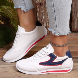 Women's Simple Flat Sneakers, Casual Lace Up Outdoor Shoes, Women's Comfortable Low Top Shoes