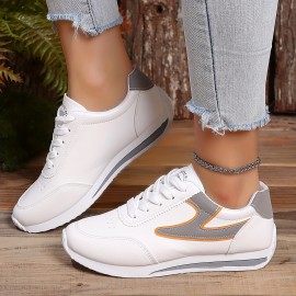 Women's Simple Flat Sneakers, Casual Lace Up Outdoor Shoes, Women's Comfortable Low Top Shoes