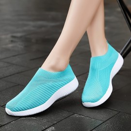 Women's Breathable Slip-On Sneakers, Casual Outdoor Sports Fashion Shoes, Comfortable Anti-Slip Training Shoes With Round Toe