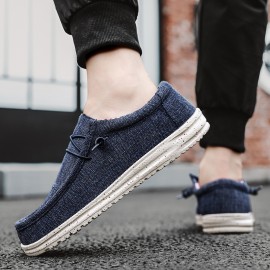 Men's Comfy Canvas Loafers: Stylish Non-Slip Striped Lace-Up Shoes for Outdoor Wear