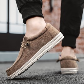 Men's Comfy Canvas Loafers: Stylish Non-Slip Striped Lace-Up Shoes for Outdoor Wear