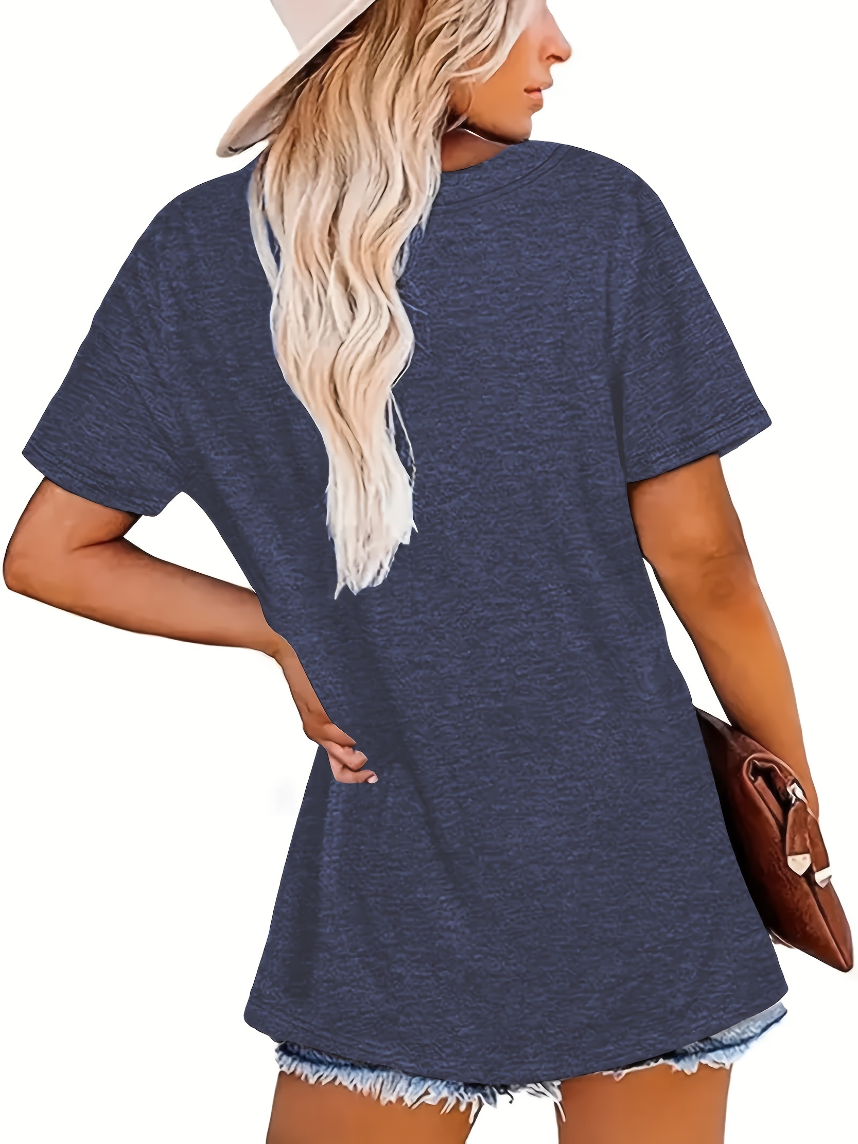 heart baseball print crew neck t shirt casual short sleeve top for spring summer womens clothing details 0