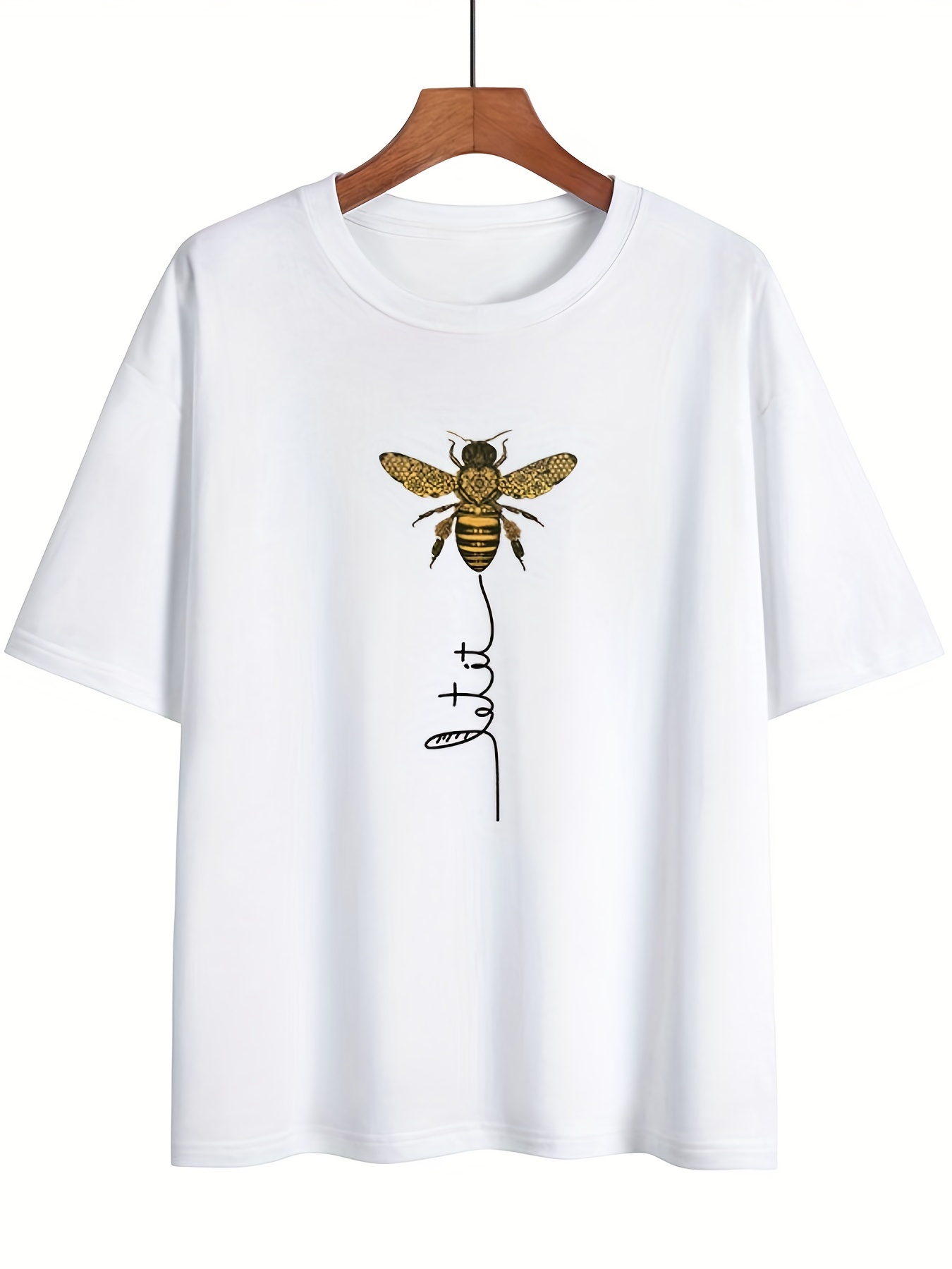 bee kind belief print crew neck t shirt casual loose short sleeve summer t shirts tops womens clothing details 7