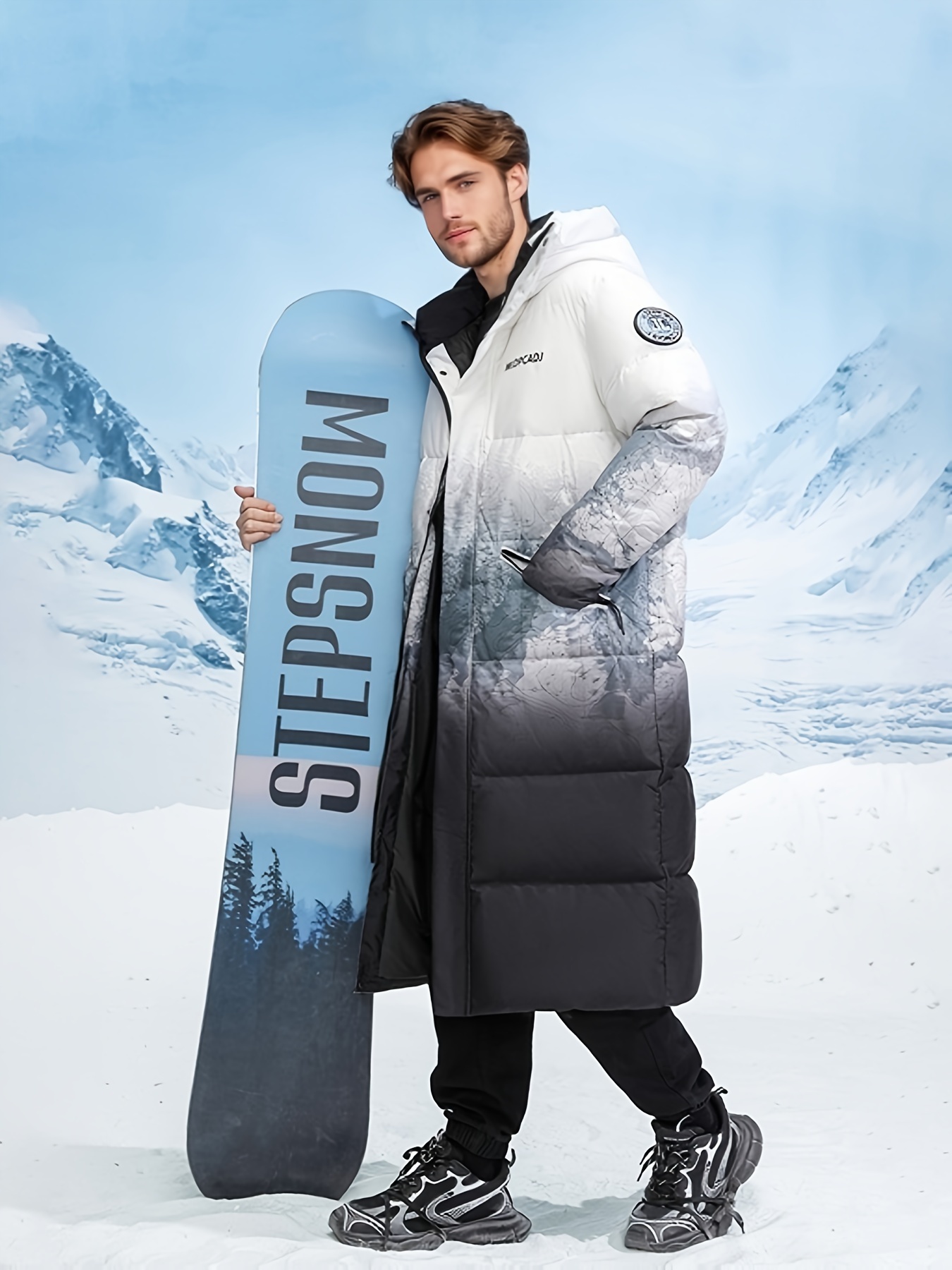 casual long hooded puffer jacket, mens casual long hooded puffer jacket warm down coat parka for fall winter outdoor mountaineering hiking camping mens ski coat details 0