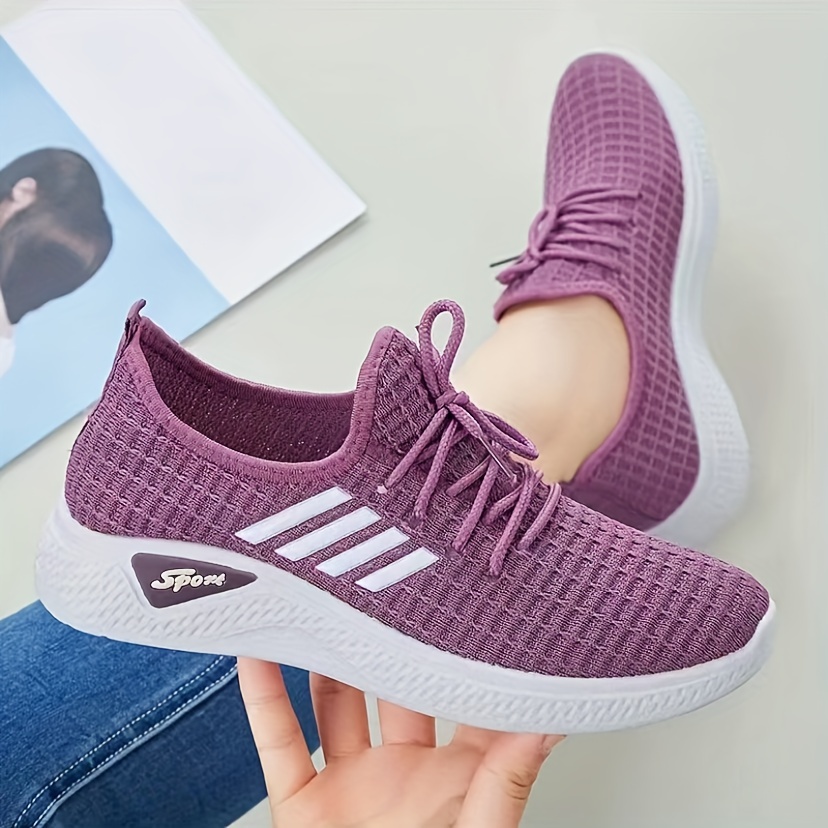 women s striped pattern sneakers casual lace outdoor shoes details 3