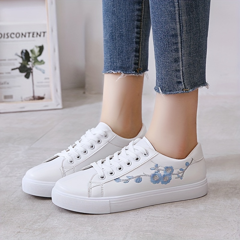 floral embroidered sneakers women s lace soft sole platform details 6