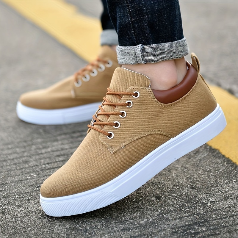 Mens Trendy Solid Skateboard Shoes Lace Up Non Slip Outdoor Walking Jogging Traveling Business Trip Men s Shoes Temu details 4